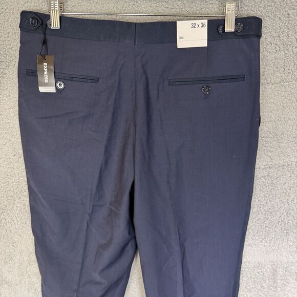 Express Pants Mens 32x34 Blue Slim Performance Stretch Wool Blend Tuxedo - Picture 8 of 12
